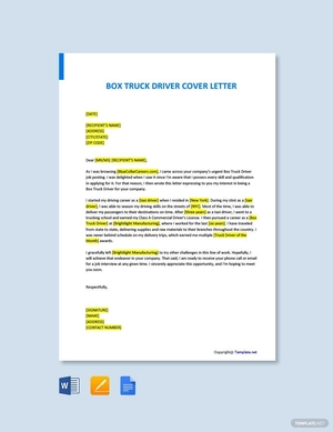 Box Truck Driver Cover Letter