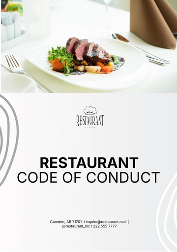 Free Restaurant Code of Conduct Template to Edit Online