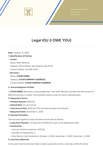 Free Legal IOU Template to Edit Online
