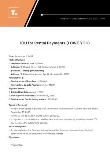 Free IOU for Rental Payments Template to Edit Online