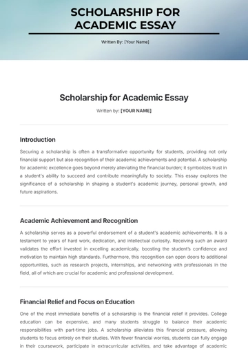 Free Scholarship for Academic Essay Template to Edit Online Free Scholarship for Academic Essay Template to Edit Online
