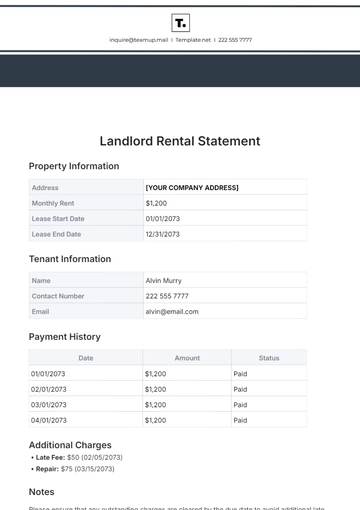 Free Landlord Rental Statement Template to Edit Online