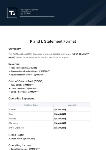 Free P and L Statement Format Template to Edit Online