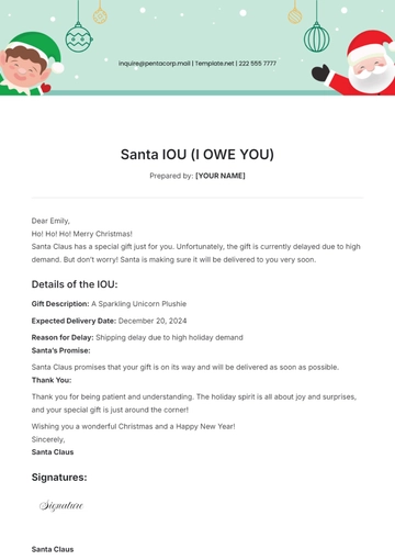 Free Santa IOU Template to Edit Online