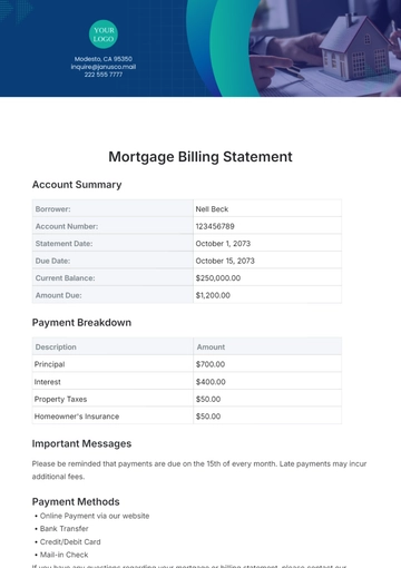 Free Mortgage Billing Statement Template to Edit Online
