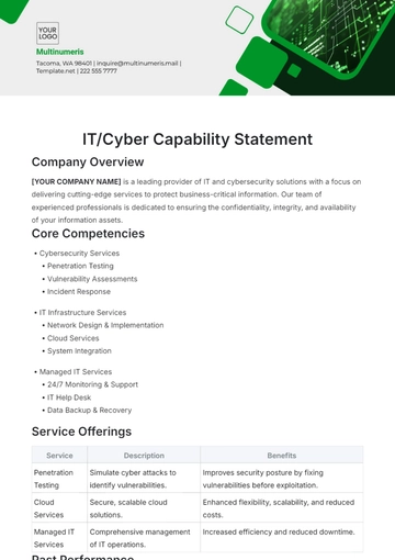 Free IT Cyber Capability Statement Template to Edit Online