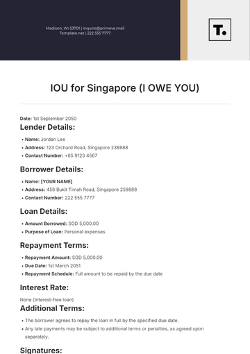 Free IOU for Singapore Template to Edit Online
