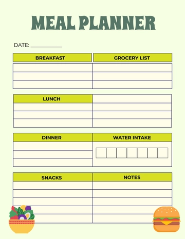 Free Professional Meal Planner Template to Edit Online