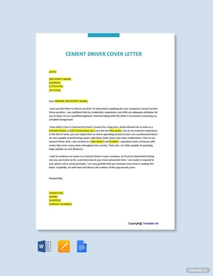 Cement Driver Cover Letter