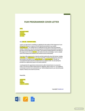 Film Programmer Cover Letter