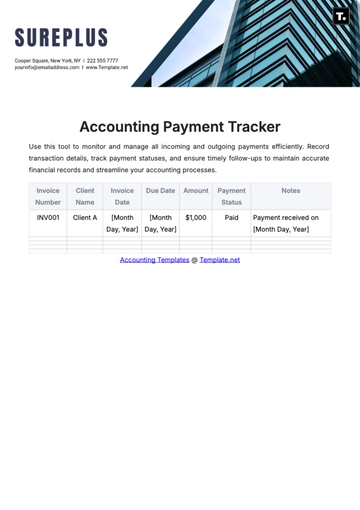 Free Accounting Payment Tracker Template to Edit Online