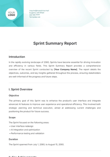 Free Sprint Summary Report Template to Edit Online