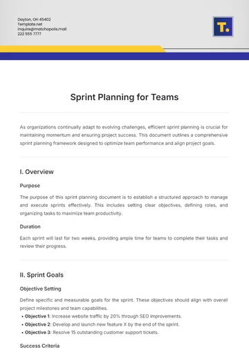Free Sprint Planning Template for Teams to Edit Online
