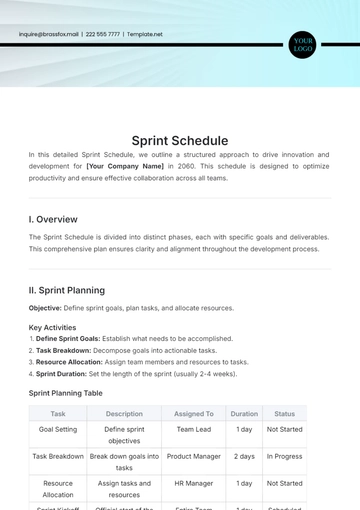 Free Sprint Schedule Template to Edit Online