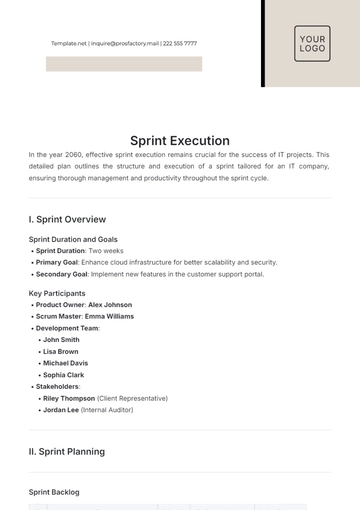 Free Sprint Execution Template to Edit Online