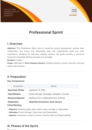 Free Professional Sprint Template to Edit Online
