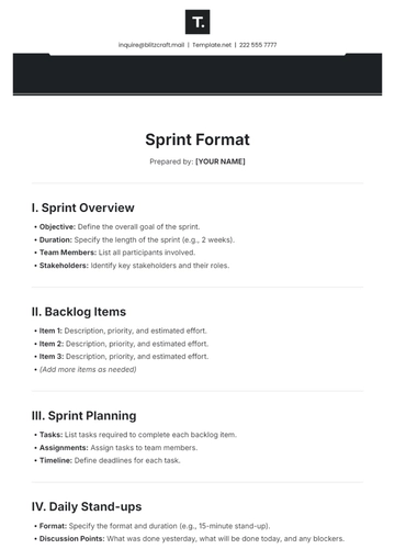 Free Sprint Format Template to Edit Online