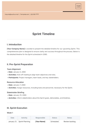 Free Sprint Timeline Template to Edit Online