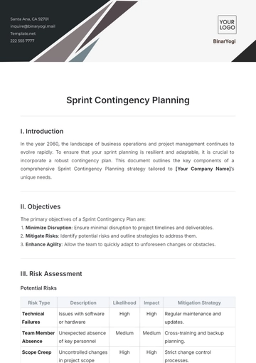 Free Sprint Contingency Planning Template to Edit Online