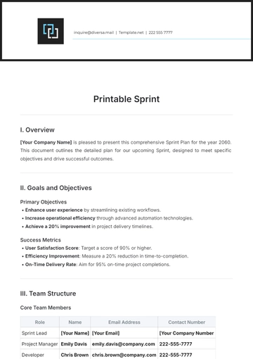 Free Printable Sprint Template to Edit Online