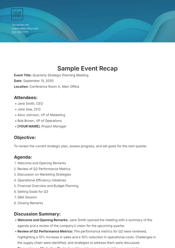 Free Sample Event Recap Template to Edit Online