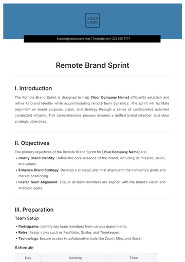 Free Remote Brand Sprint Template to Edit Online