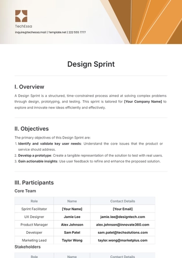 Free Design Sprint Template to Edit Online
