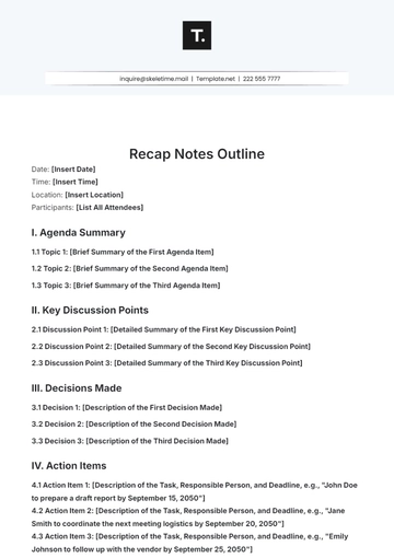 Free Recap Notes Outline Template to Edit Online