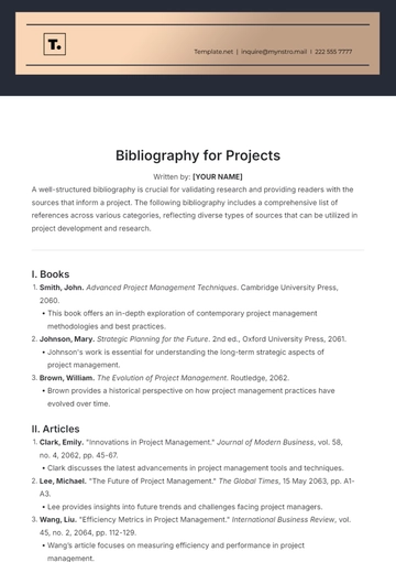 Free Bibliography Template for Projects to Edit Online