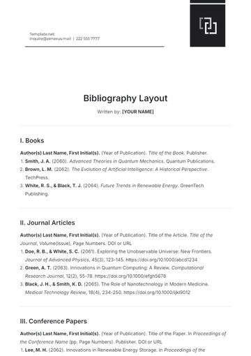 Free Bibliography Layout Template to Edit Online