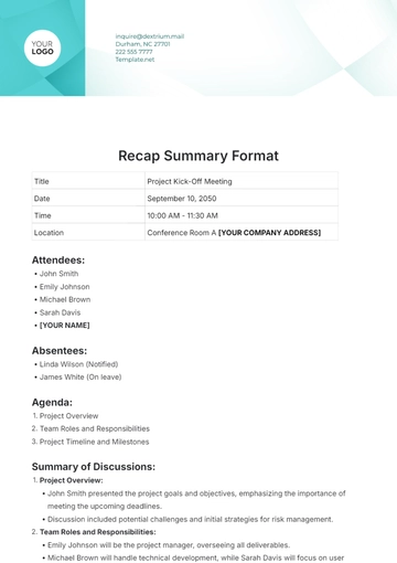 Free Recap Summary Format Template to Edit Online
