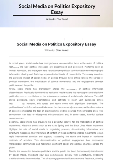Free Social Media on Politics Expository Essay Template to Edit Online
