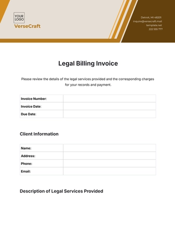 Free Legal Billing Invoice Template to Edit Online