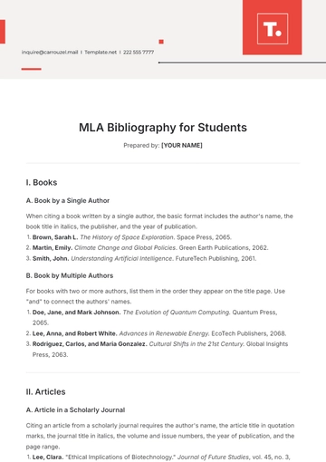 Free MLA Bibliography Template for Students to Edit Online