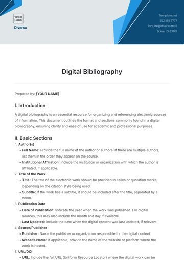 Free Digital Bibliography Template to Edit Online