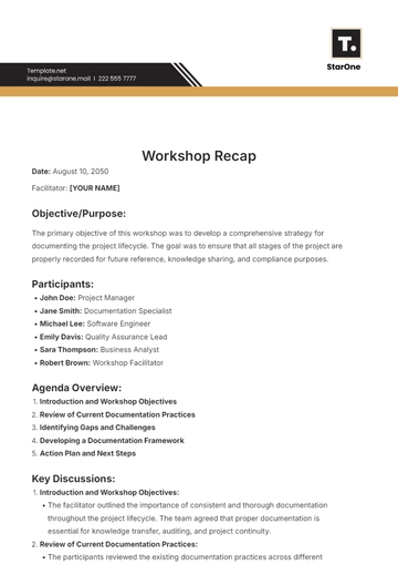 Free Workshop Recap Template to Edit Online