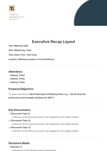Free Executive Recap Layout Template to Edit Online