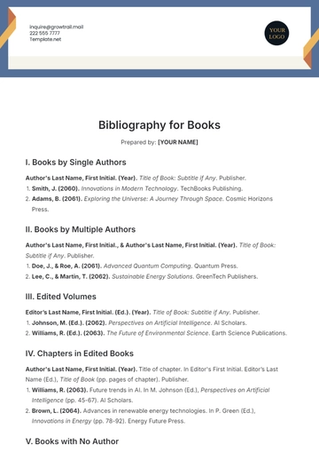 Free Bibliography Template for Books to Edit Online