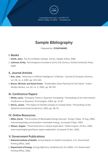 Free Sample Bibliography Template to Edit Online