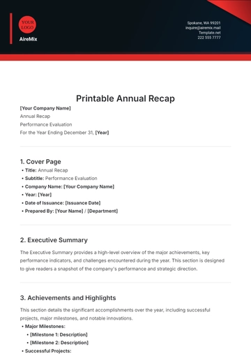 Free Printable Annual Recap Template to Edit Online