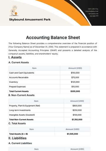 Free Accounting Balance Sheet Template to Edit Online