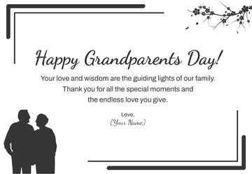 Free Grandparents Day Black and White Card Template to Edit Online