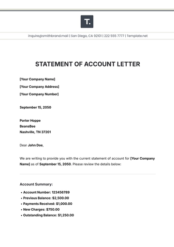 Free Statement of Account Letter Template to Edit Online