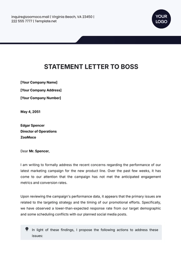 Free Statement Letter to Boss Template to Edit Online