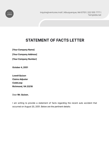 Free Statement of Facts Letter Template to Edit Online