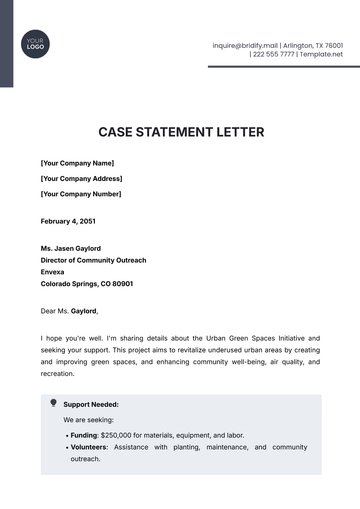 Free Case Statement Letter Template to Edit Online