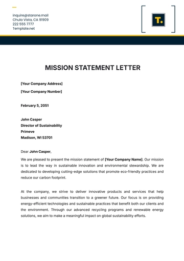 Free Mission Statement Letter Template to Edit Online