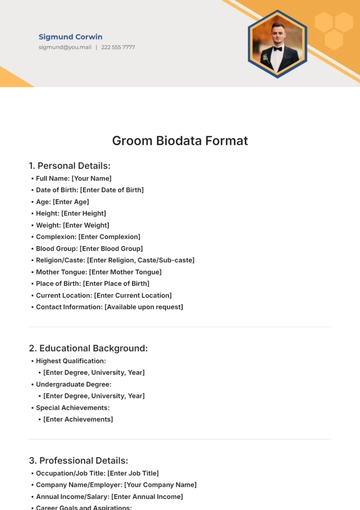 Free Groom Biodata Format Template to Edit Online