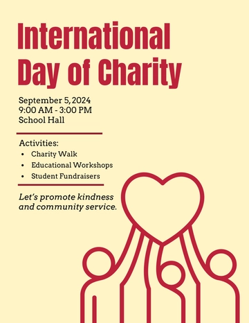 Free International Day of Charity Flyer Template to Edit Online