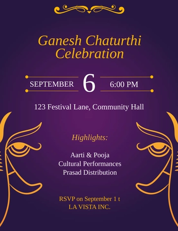 Free Ganesh Chaturthi Celebration Flyer Template to Edit Online